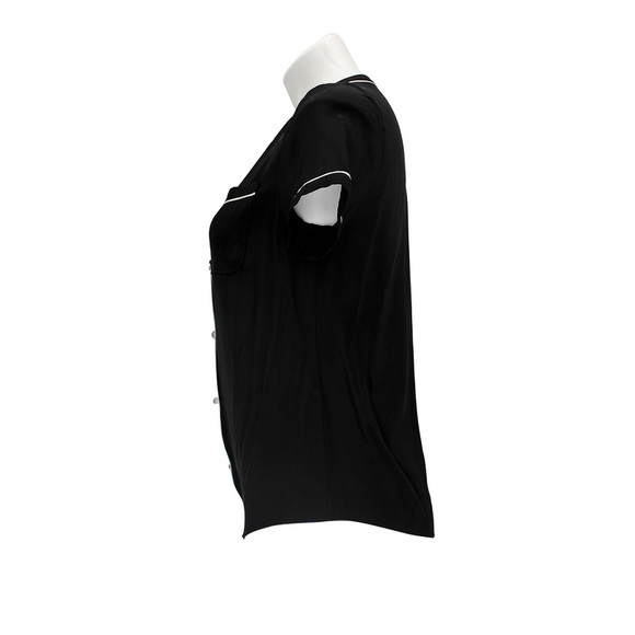 Moschino Black Button Up Tee-Shirt Blouse Size 40 - Picture 2 of 2